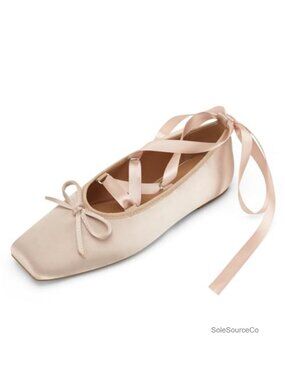 Satin Ballet Flats Lace Up Bow Women's Casual Flat Shoes